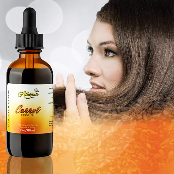 Allurials Carrot Seed Oil (2 Oz) – 100% Pure & Organic, Unrefined, Cold Pressed, All Natural, Daucus Carota- Essential Carrot Moisturizer for Skin, Face and Hair Growth - 2 Oz