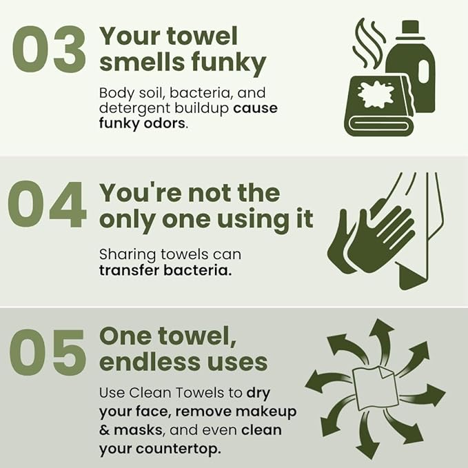 Clean Skin Club Bamboo Viscose Clean Towels XL™, 100% USDA Biobased Face Towel, Disposable Face Towelette, Makeup Remover Dry Wipes, Ultra Soft, 50 Ct, 1 Pack