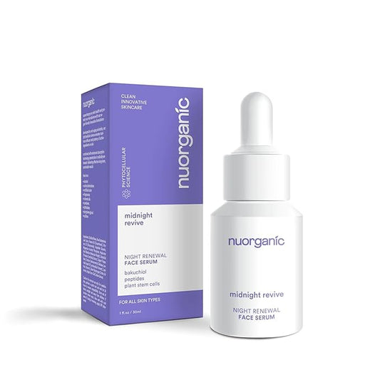 nuorganic Bakuchiol Serum With Plant Stem Cells, Peptides & Vitamin C - Anti Aging, Soothing, Hydrating - 1fl Oz 30ml