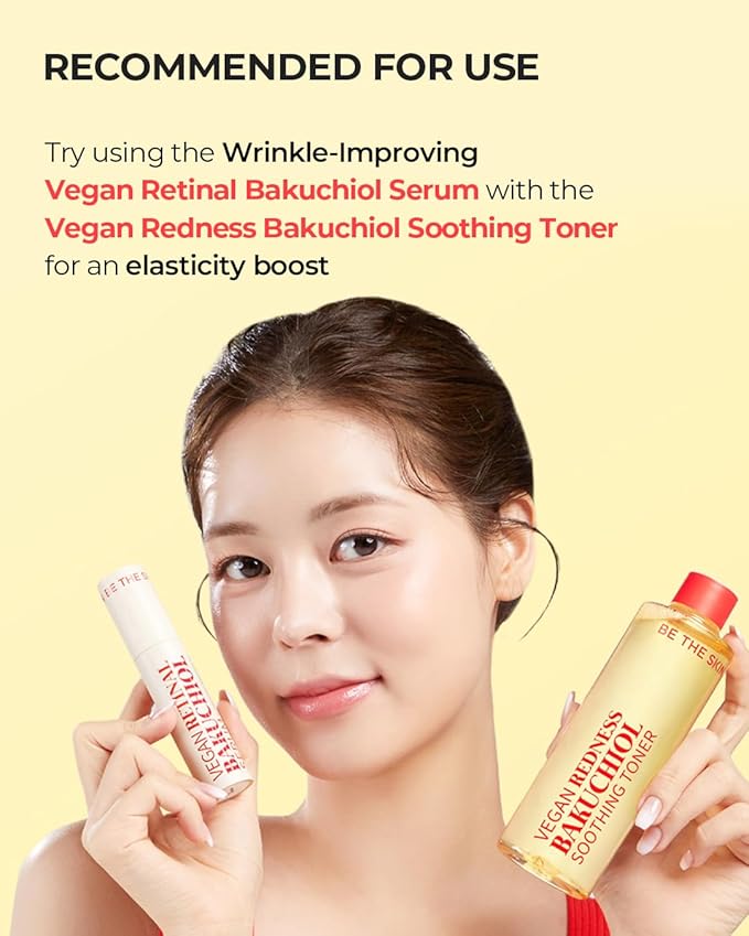 Vegan Retinal Bakuchiol Serum - Anti Aging Face Serum for Lines, Wrinkles, Pores - Gentle Skincare for Day & Night - Hypoallergenic, Korean Skincare, 0.68 oz.