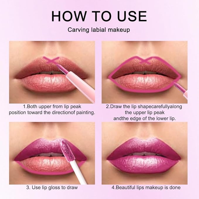 Kaely 2-in-1 Rose Metallic Lipstick and Lip Liner, Shimmer Liquid Metallic Lipsticks for Women, Glitter Lip Gloss Stain Long Lasting Waterproof Smudge Proof 24 Hour, Vegan Makeup, 15