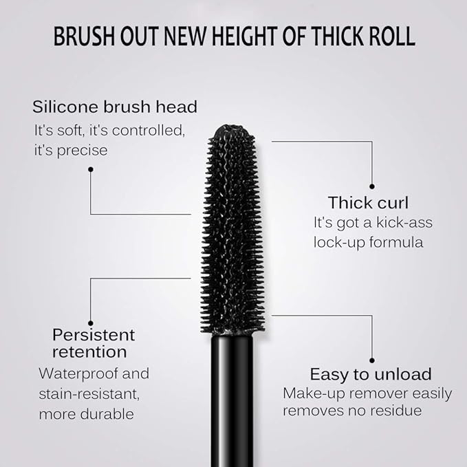 4D Silk Fiber Lash Mascara- Waterproof Mascara Black Volume and Length, Easily to Create Amazing Lashes for Thicker, Long Lasting and Curly Eyelashes