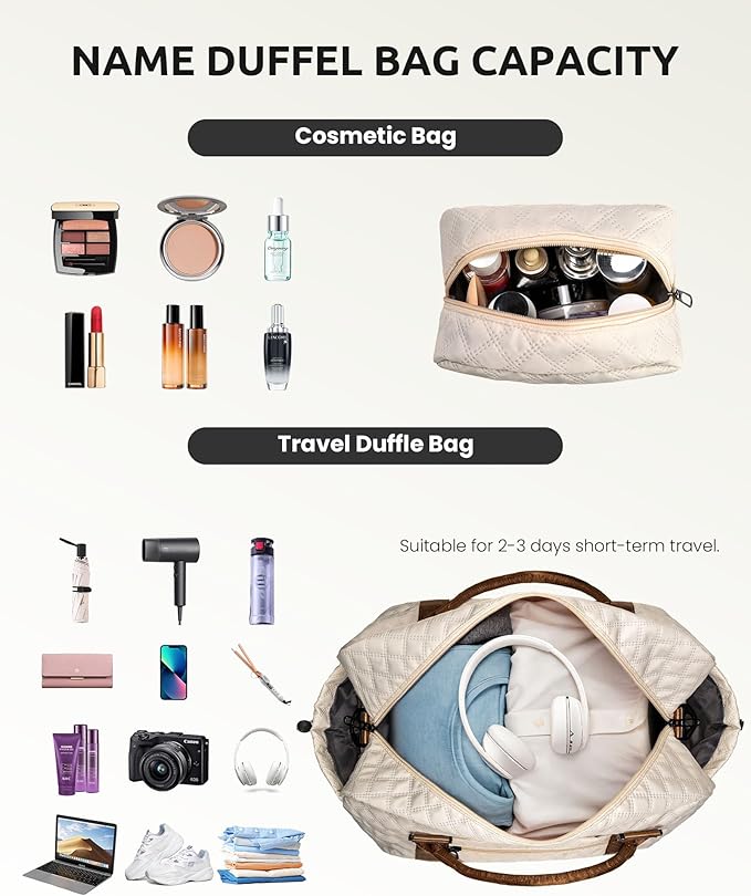 Beach Essentials 11 12 13 14 15 16 17 18 Year Old Girls Gifts-Initial Duffle Bag with Shoe Compartment, Personalized Weekender Bag, Travel Bag with Makeup Bag,Birthday Gift for Her (Letter T)