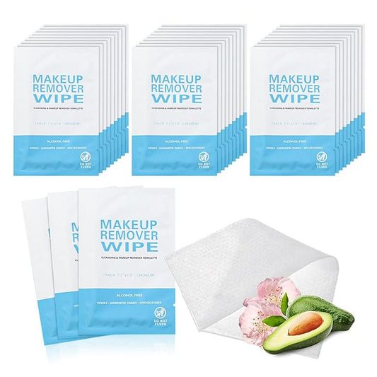 500 Pack Individual Makeup Remover Wipes, Makeup Remover Wipes Individually Wrapped Makeup Wipes Bulk Face Cleansing Wipes, Travel Makeup Remover Cloth for Hotel Skin Care Face Cleansing
