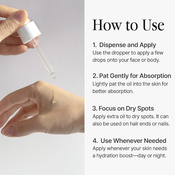 Oil 0.68 fl oz – Botanical Facial Oil with 6 Natural Plant Oils, Lightweight Hydration & Nourishment for Face, Body & Hair, EWG Green Rated