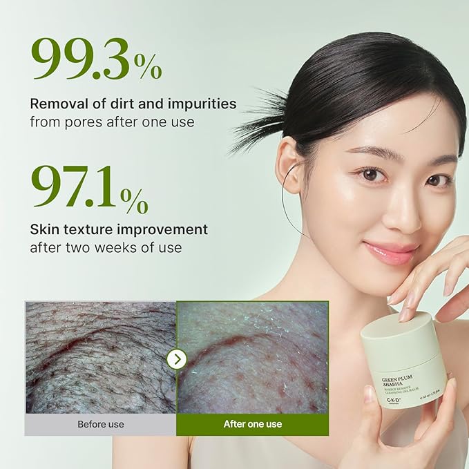 CKD Green Plum AHA·BHA Grinding Cleansing Oil Balm - Sherbet Balm Korean Cleanser for Makeup, Sebum & Blackhead Removal. Exfoliating with 4-Acid Complex for All types of Skin. 1.75 fl oz