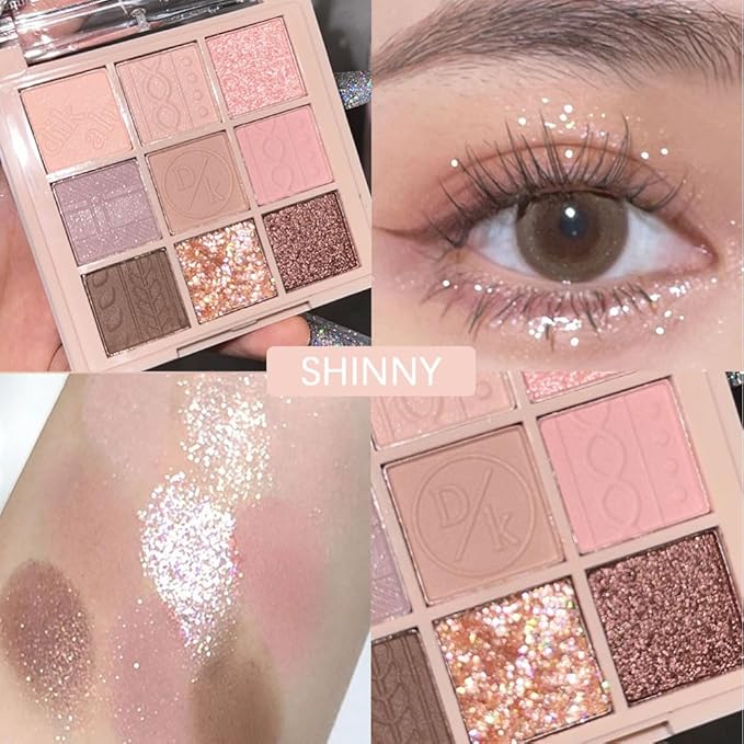 9Colors Eye Shadow Palette Makeup,Pink Rose Gold Purple Mauve Neutral Travel Eyeshadow Palette Long Lasting Waterproof Naturing-Looking Eyeshadow Palette Travel Size Gift Kit