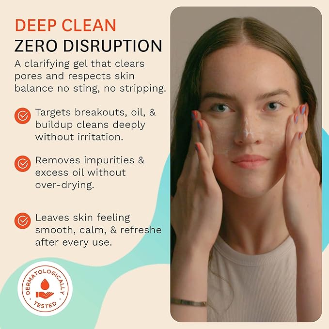 Fig.1 Clarifying Gel Cleanser Refill | AHA BHA Tea Tree Oil Formula for Oily & Sensitive Skin Face wash, Deep Pore Cleansing, Dermatologist Tested for Acne Prone, Vegan & Refillable Solution, 100ml