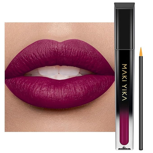 MAKI YIKA Dark Purple Lipstick for Women Color Stay Long Lasting Lipsticks Burgundy Matte Liquid Lipstick Berry Cruelty-Free Lip Color, Cranberry