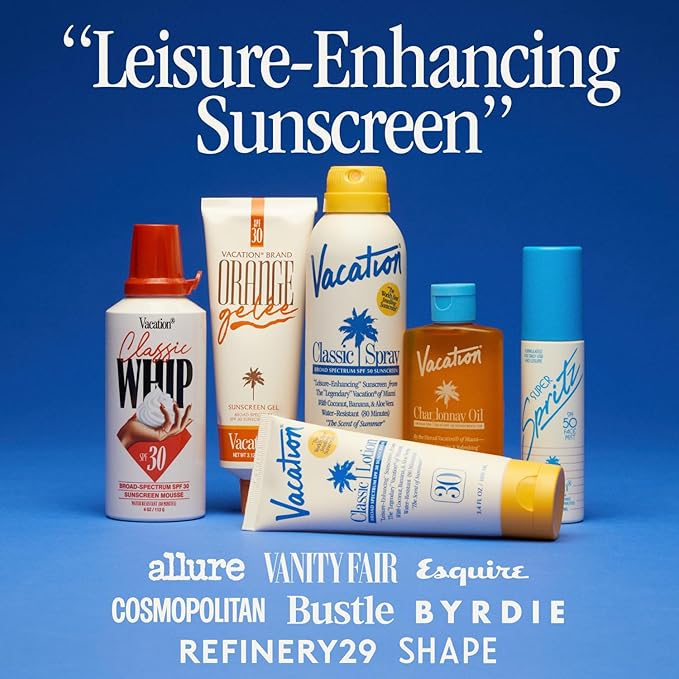 Vacation Classic Sunscreen Spray SPF 30 & Air Freshener Bundle, Water-Resistant, Lightweight, Transparent on All Skin Tones, Dermatologist-Tested, Vegan, 6 Fl. Oz.