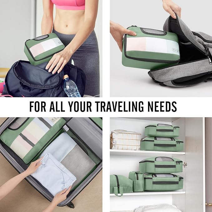 Veken 10 Set Packing Cubes for Travel Essential, Suitcase Organizer Bags in 4 Sizes, Carry-On Luggage Accessories with Large Laundry & Hanging Toiletry Bag, Must-Have for Airplane, Road Trip & Camping