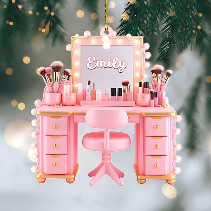 Personalized Makeup Tools Ornament β Custom Beauty Christmas Tree Decoration, Holiday Keepsake Gift for Makeup Artists, Cosmetologists, Beauty Lovers, Salon Owners, Families and Coworkers (MKH8)