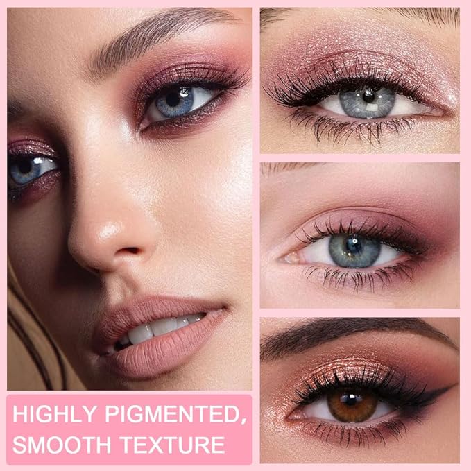 9 Colors Colorful Eyeshadow Palette Makeup,Rose Gold Brown Nude Purple Matte Shimmer Neutral Eye Shadow Powder Palette,Naturing-Looking Long Lasting Waterproof