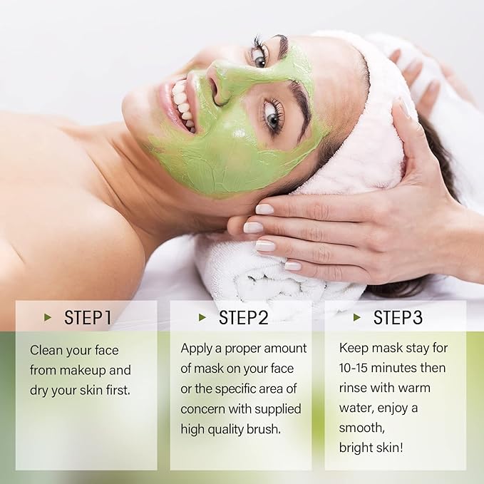 SHVYOG Green Tea Face Mask, Antioxidant Green Tea Clay Mask with Volcanic Mud, Deep Cleansing & Moisturizing & Hydrating Clay Facial Mask for Pores, Blackheads, Wrinkles, Dirts