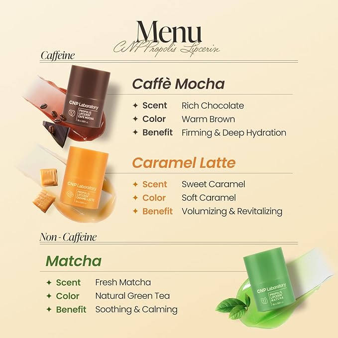 CNP Café Lip Butter - Propolis Lipcerin™ 06 Caramel Latte, Hydrating Overnight Manuka Lip Balm & Mask, 12hr Long-lasting Moisture, Korean Skin Care, 0.5 fl.oz.