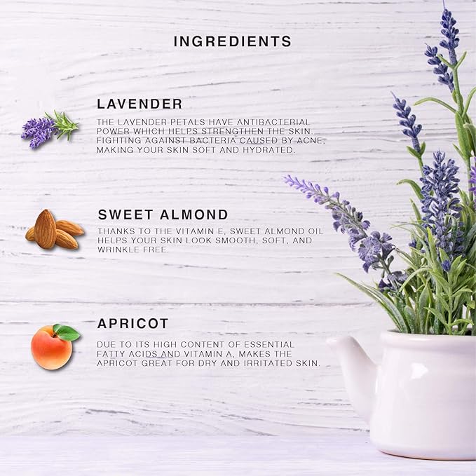 BEAUTE DE PROVENCE Lavender Multi-Use Oil for Face, Body and Hair - Organic Blend of Apricot, Vitamin E, Fractionated Coconut and Sweet Almond Oil Moisturizer for Dry Skin, Scalp and Nails - 4 Fl Oz