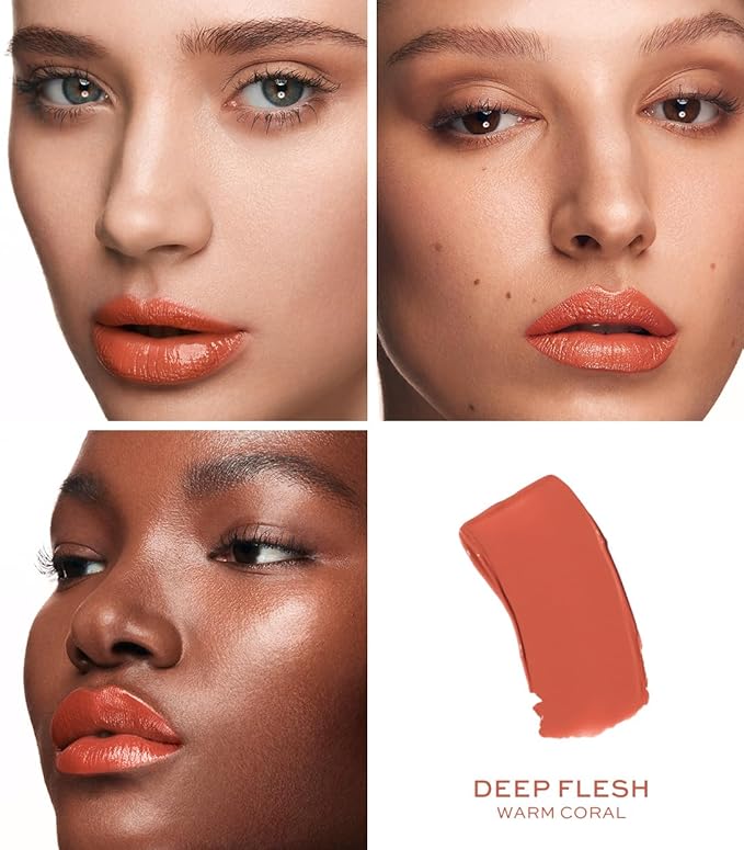 MAKE Beauty Cream Supreme Long-Lasting Lipstick. High Impact Hydrating Lip Color with Emollient Moisturizing Formula. Creamy Semi-Glossy Lipstick - Shade, Deep Flesh