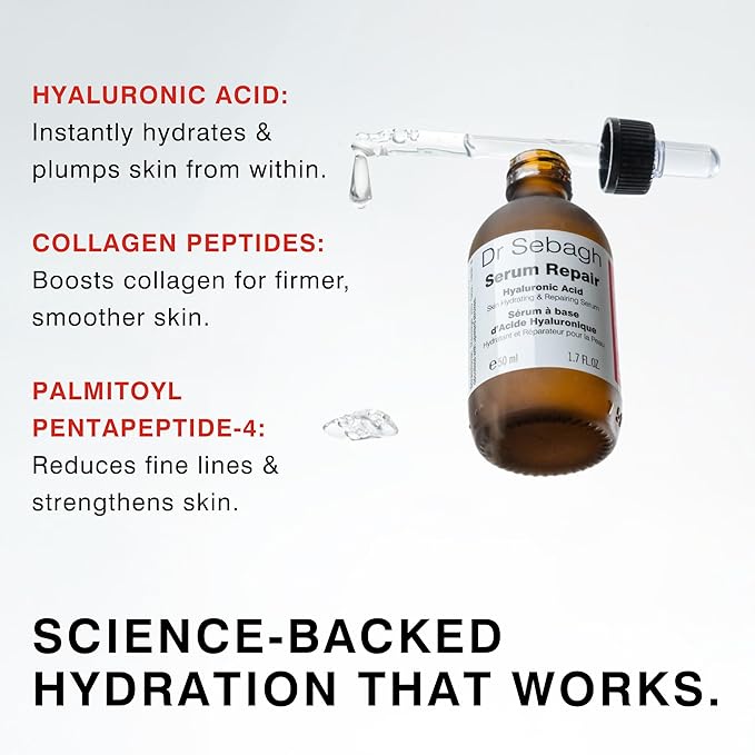 Dr Sebagh Serum Repair (1.7 fl oz) | Award-Winning Hyaluronic Acid Facial Hydrator | Anti Aging & Wrinkle | Skin Moisturizing & Repairing Formula | Collagen Boosting Youthful Glow For Women & Men