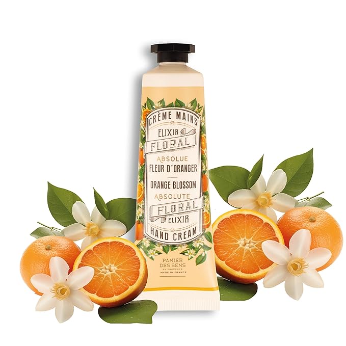 Panier des Sens - Small Hand Cream for Dry Cracked Hands β Orange Blossom Mini Hand Lotion for Dry Skin - With Sweet Almond and Olive Oil - Hand Care 96% Natural Ingredients - Travel Size 1 floz