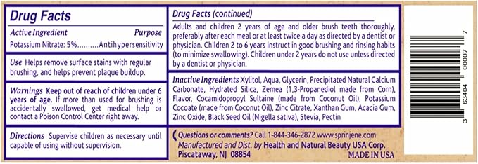 SprinJene Fluoride Free Toothpaste - Patented Natural Toothpaste with Black Seed Oil & Zinc - Made in The USA - Vegan Non Fluoride for Fresh Breath Preservative Free (2 Pack)