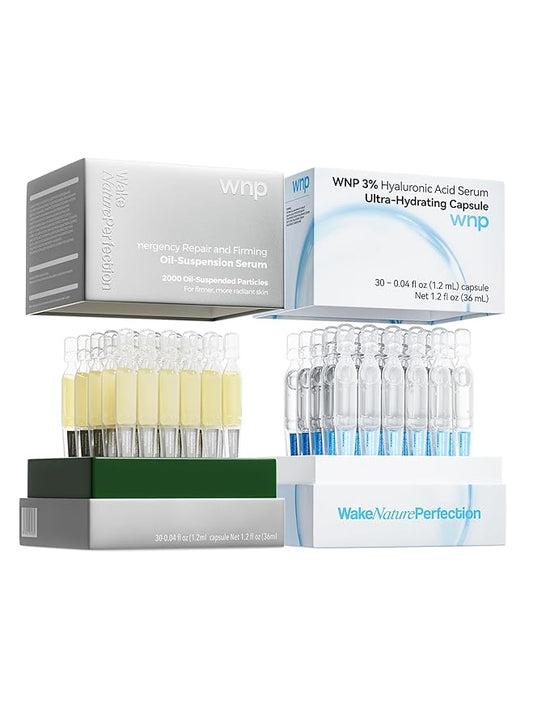 WNP serum set: Ultra Hydrating Serum 3% 4D Hyaluronic Acid +Emergency Repair Firming Oil-Suspension Serum Hydrating+Skin Repair|Single-Use Vials Skincare for Sensitiveskin 72ml