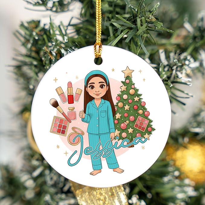 Personalized Makeup Tools Christmas Ornament 2025, Makeup Box Christmas Ornament Gift for Makeup Artist, Christmas Tree Decor for Makeup Shop, Gift for New Makeup Coworkers (Makeup 4)