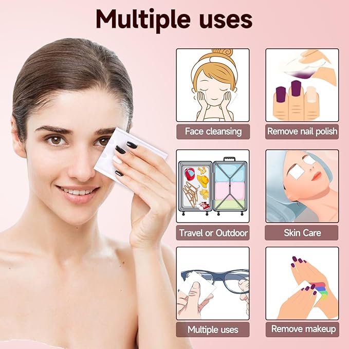 600 PCS Square Cotton Pads, Soft and Lint-Free, Includes 400 Ultra-Thin and 200 Thick Pads, Hypoallergenic Makeup Remover for Face, Eyes and Lips and Daily Skin Care