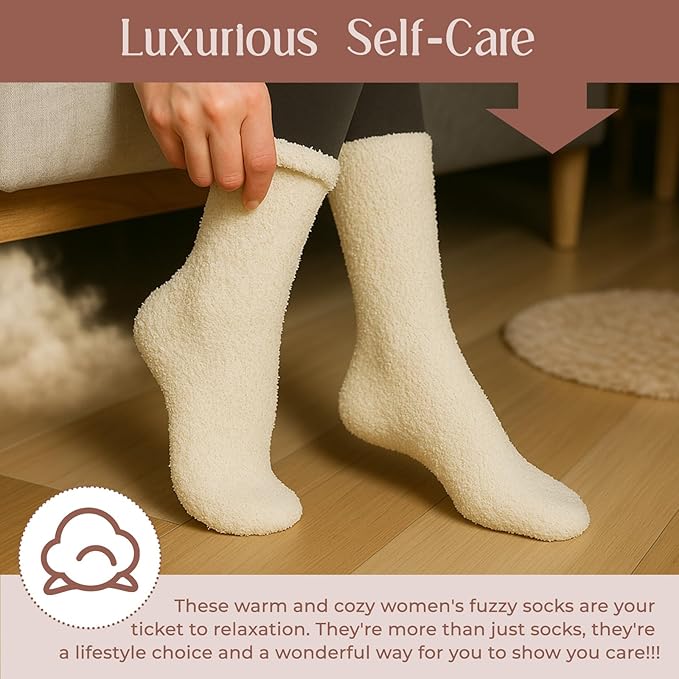 American Trends Coral Fleece Cloud Socks Ultra-Soft Fuzzy Warm Sleep Socks Cozy Unisex Gifts for Birthday Self-Care