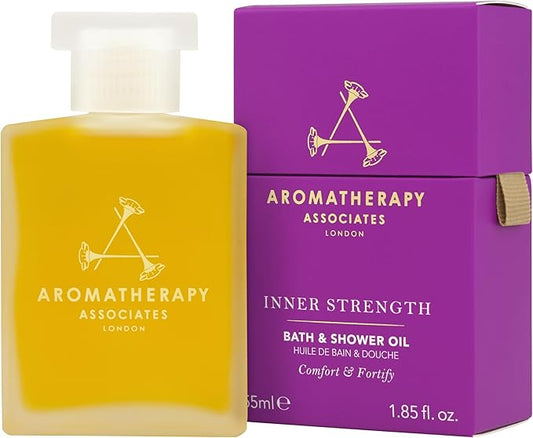 Aromatherapy Associates Inner Strength Bath and Shower Oil, Natural Body Oil to Uplift Mind, Body and Spirit, Made with 3 Essential Oils (1.86 oz)