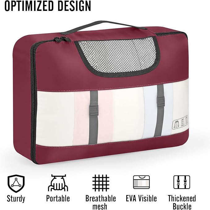 Veken 10 Set Packing Cubes for Travel Essential, Suitcase Organizer Bags in 4 Sizes, Carry-On Luggage Accessories with Large Laundry & Hanging Toiletry Bag, Must-Have for Airplane, Road Trip & Camping