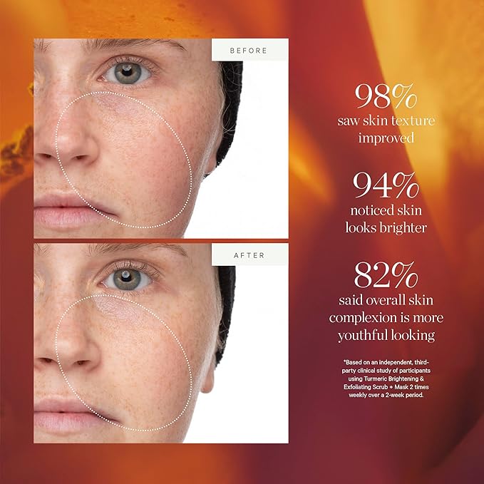 KORA Organics Turmeric Brightening & Exfoliating Mask, Multi-Use Facial Scrub, Polish & Illuminate, Certified Organic Exfoliating Face Mask, Cruelty Free Exfoliator - 3.38 fl oz