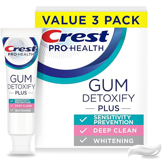 Crest Pro-Health Gum Detoxify Plus Toothpaste 4.5 oz Pack of 3 - Antibacterial Fluoride Toothpaste, Sensitivity Protection, Whitens Teeth, Anticavity, Plaque Control