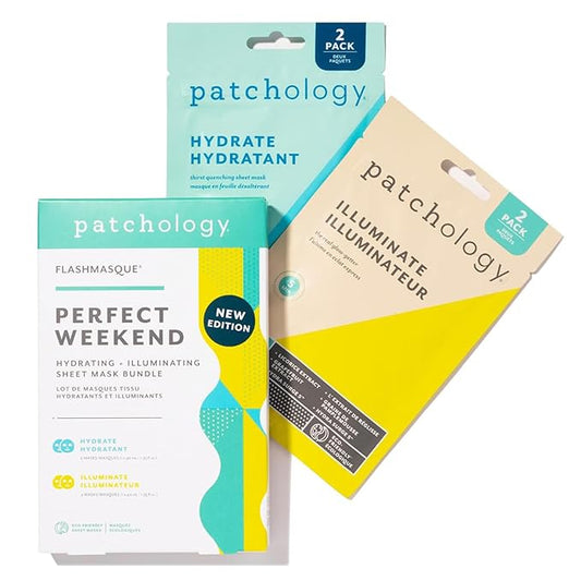 Patchology Hydrating Sheet Masks - Weekend Travel Skincare Essentials - Hyaluronic Acid Masks with Revitalizing Serum, Licorice Root Extract Skincare - Ultimate Hydration & Radiance (4 Masks)