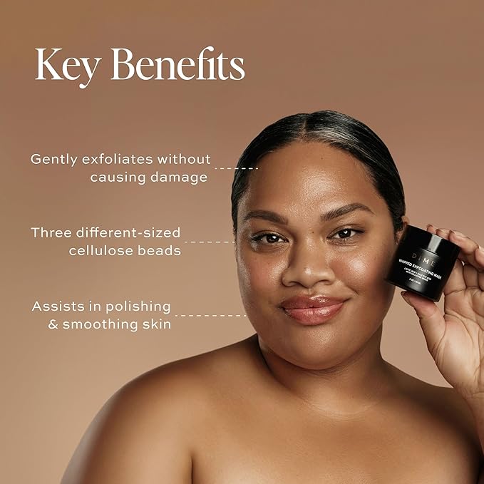 DIME Beauty Whipped Exfoliating Mask, Face Scrub and Cleanser, Lactic Acid and Salicylic Acid Scrub, 2 oz / 60 ml