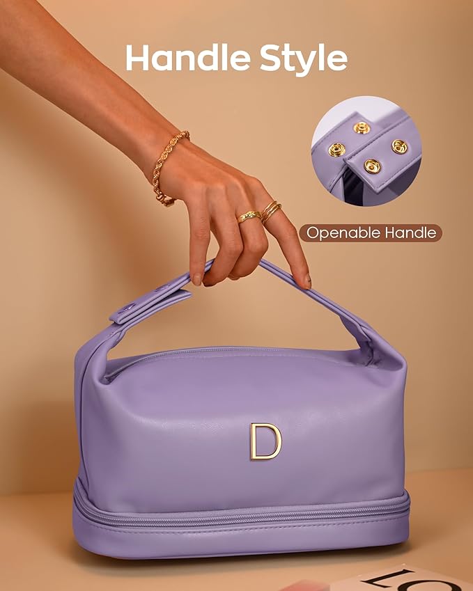 Bride Letter Makeup Bag, Bride To Be Gifts Double Layer Cosmetic Bag, Waterproof PU Travel Toiletry Bag for Bachelorette Party Women Wedding Bridal, Bride Gifts