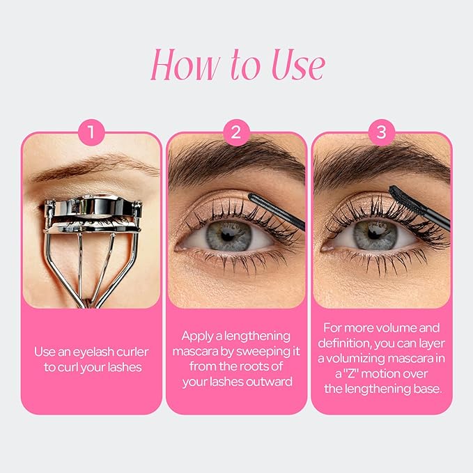 KYDA 2-in-1 Double Ended Metal Mascara, Volumizing Lengthening Clump-Free Black Mascara, Waterproof Formula for Dramatic Lashes, Curling, Washable Eyelash Makeup, 1pcs