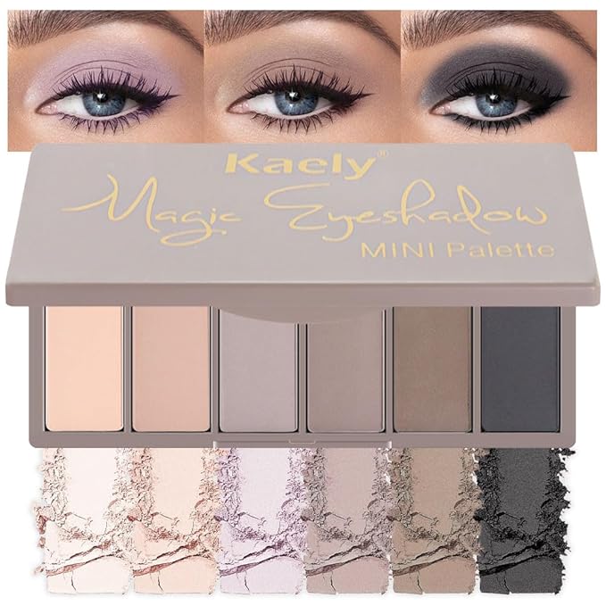 Kaely 6 Color Mini Nude Smoky Eyeshadow Palette Makeup, Highly Pigmented Eye Shadow Palette Waterproof, Natural Matte Eye Shadow Palette, paleta de sombras de ojos, Vegan & Cruelty-free, 05