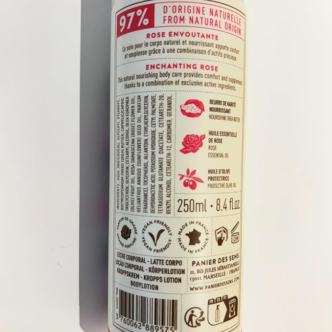 Panier des Sens โ Rose Hand & Body Lotion for Dry Skin - Hydrating Body Cream for Women - Nourishing Fluid Body Moisturizer Shea Butter & Olive Oil - 97% Natural Ingredients Body Care - 8.45 Floz