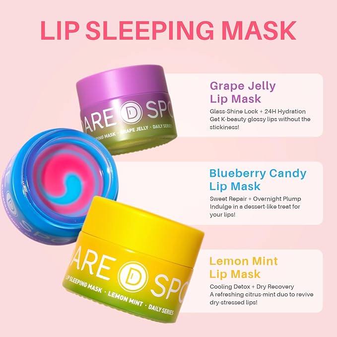 Dual-Color Sleeping Lip Mask Grape Jelly: Nourish, Hydrate & Repair for Dry Cracked Lips, VITIS VINIFERA (GRAPE) SEED OIL Treatment, Softer, Nourish and Eejuvenates Lips Overnight - 0.42 Fl Oz