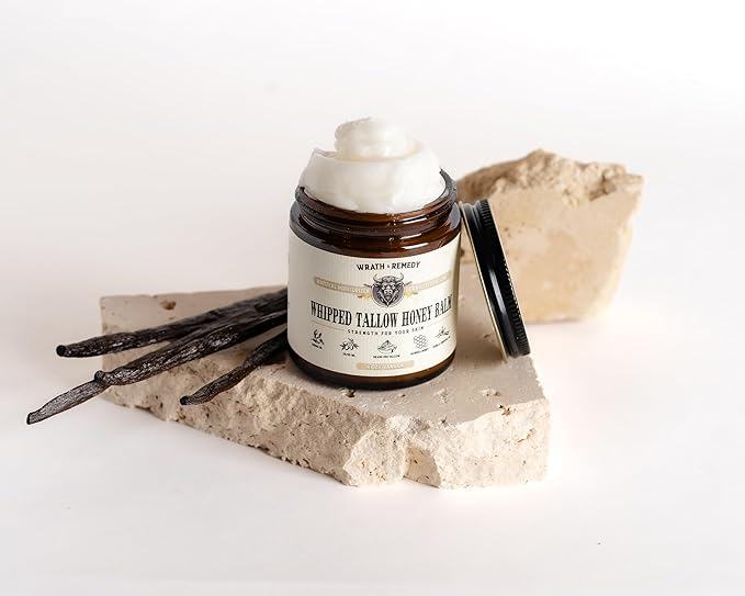 Organic Beef Tallow for Skin - 4 OZ (Vanilla) โ Grass Fed Beef Tallow for face + Body โ US-Made Whipped Tallow and Honey Balm Moisturizer for Dry and Sensitive Skin, Eczema, Rosacea (No Additives)