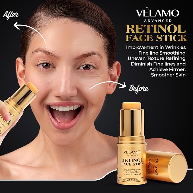 VELAMO ADVANCED Retinol Face Stick: Reduce Fine Lines Wrinkles and Uneven Texture - Retinol Cream Wrinkle Cream for Face Anti Wrinkle Cream Anti Aging Face Cream - 0.28 OZ/8g