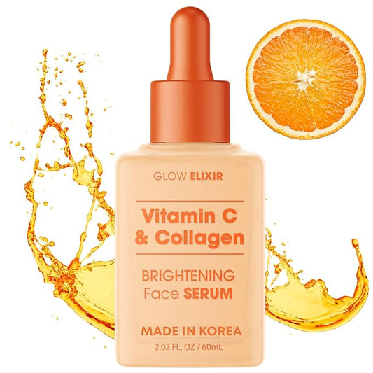 Glow Elixir Vitamin C & Collagen Face Serum – Dermatologist Tested Korean Skincare – Evens Skin Tone, Enhances Radiance, Supports Hydration – Clean Beauty, Vegan, Cruelty-Free – 1.69 fl oz