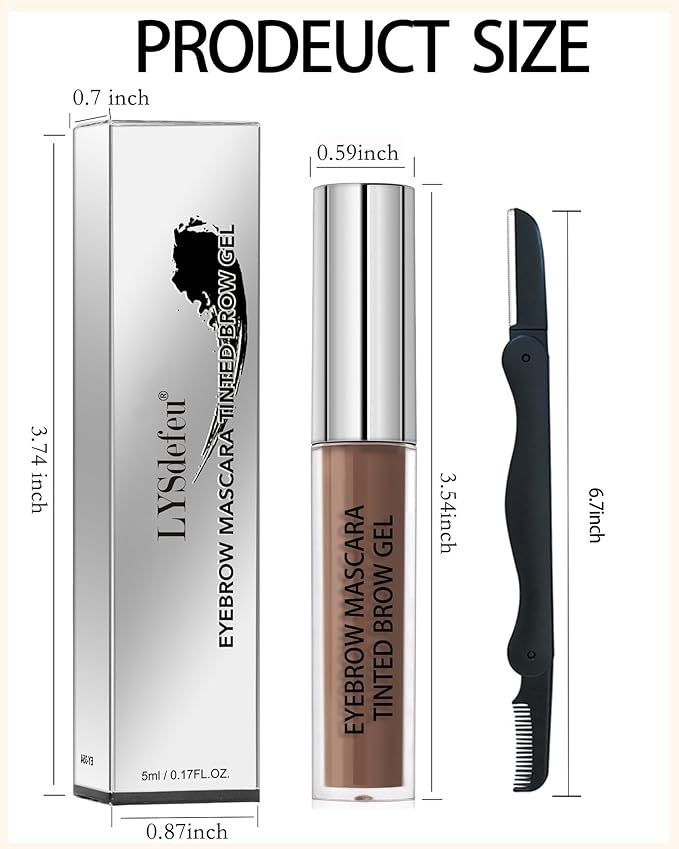 Waterproof Tinted Brow Gel - Long Lasting, Smudge-Proof Liquid Eyebrow Makeup - Volumizing Enhance Eyebrow Mascara for Women - With Brow Razor Brush - 02 Auburn