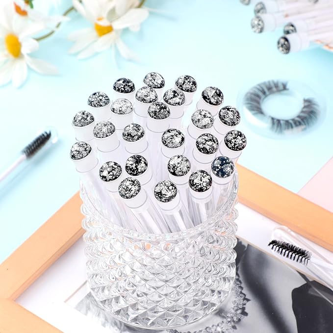 50pcs Eyelash brush Lash Wand Makeup tool Eyelash Extension supplies Cleaning brush Diamond Mascara foil black