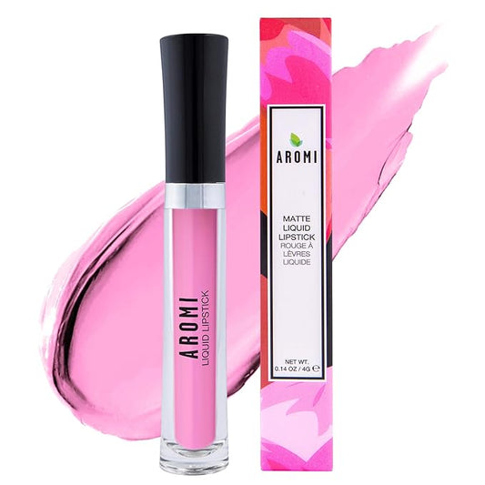 Aromi Baby Pink Matte Liquid Lipstick - Light Pink Lip Color for Women, Long-lasting, Velvety Finish, Waterproof, Vegan, Handmade (Baby Pink)