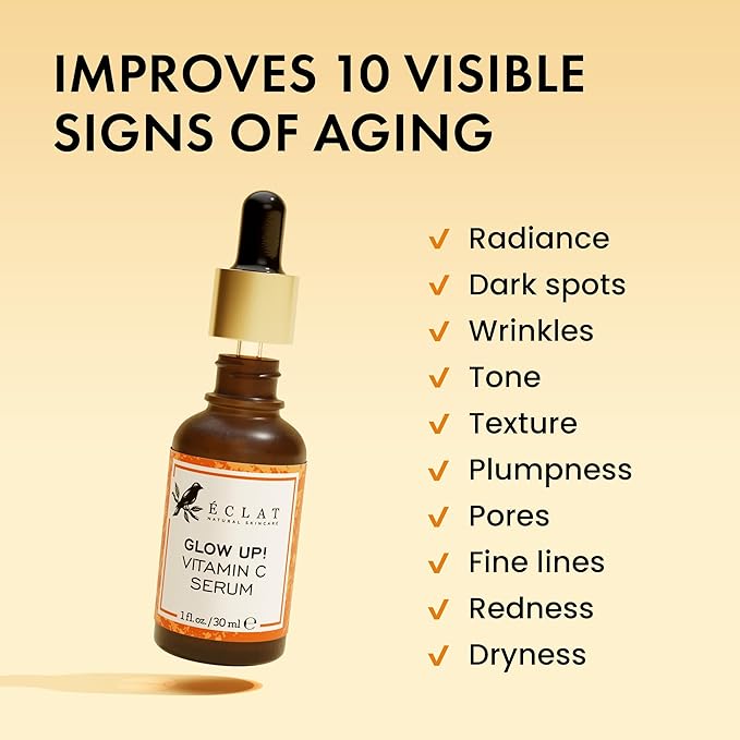 Eclat Skincare Vitamin C Face Serum - Skin Care for Dark Spots, Vitamin C Serum with Hyaluronic Acid, Ferulic Acid, & Vit E - Anti Aging and Skin Brightening, Pure Vit C Facial Care - 30 ml
