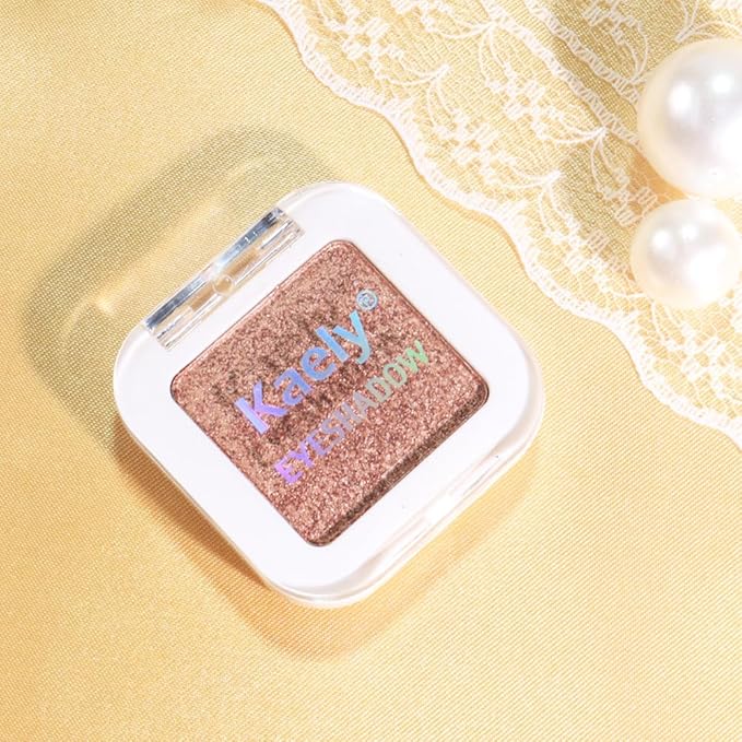 Brown Shimmer Single Eyeshadow Makeup Palette, Natural Brown Single Eye Shades, Mini Travel Palette for Women, Everyday Eyeshadows Makeup 21#