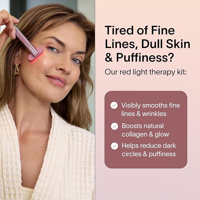 Solawave Red Light Therapy Starter Kit | Face Wand LED Device, Activating Serum, & Refill | Anti-Aging Tool for Depuffing, Under Eye Dark Circles, Reduces Appearance of Fine Lines, Lifts & Tones Neck