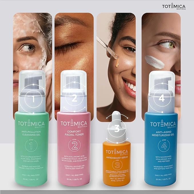 Skin Care Set, 4-Step Ritual Skin Care Kit - Cleanser, Toner, Serum & Moisturizer for Dry Skin – Vegan, Cruelty-Free, Natural Ingredients for All Skin Types - Skincare with Anti-Aging