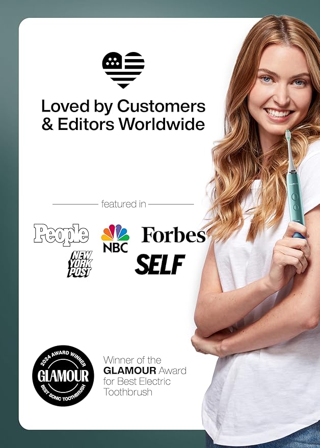 Aquasonic Vibe Series Ultra-Whitening Toothbrush – ADA Accepted Power Toothbrush - 8 Brush Heads & Travel Case – 40,000 VPM Motor & Wireless Charging - 4 Modes w Smart Timer – Mint Green Metallic